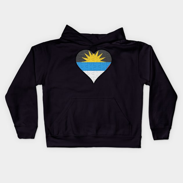 Antiguan & Barbudan Jigsaw Puzzle Heart Design - Gift for Antiguan & Barbudan With Antigua & Barbuda Roots Kids Hoodie by Country Flags